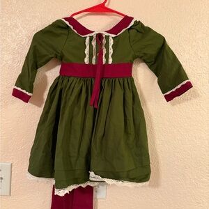 Kids Green and Red Christmas Dress